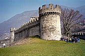 Castello di Montebello with defensive walls and towers, Bellinzona, Switzerland 